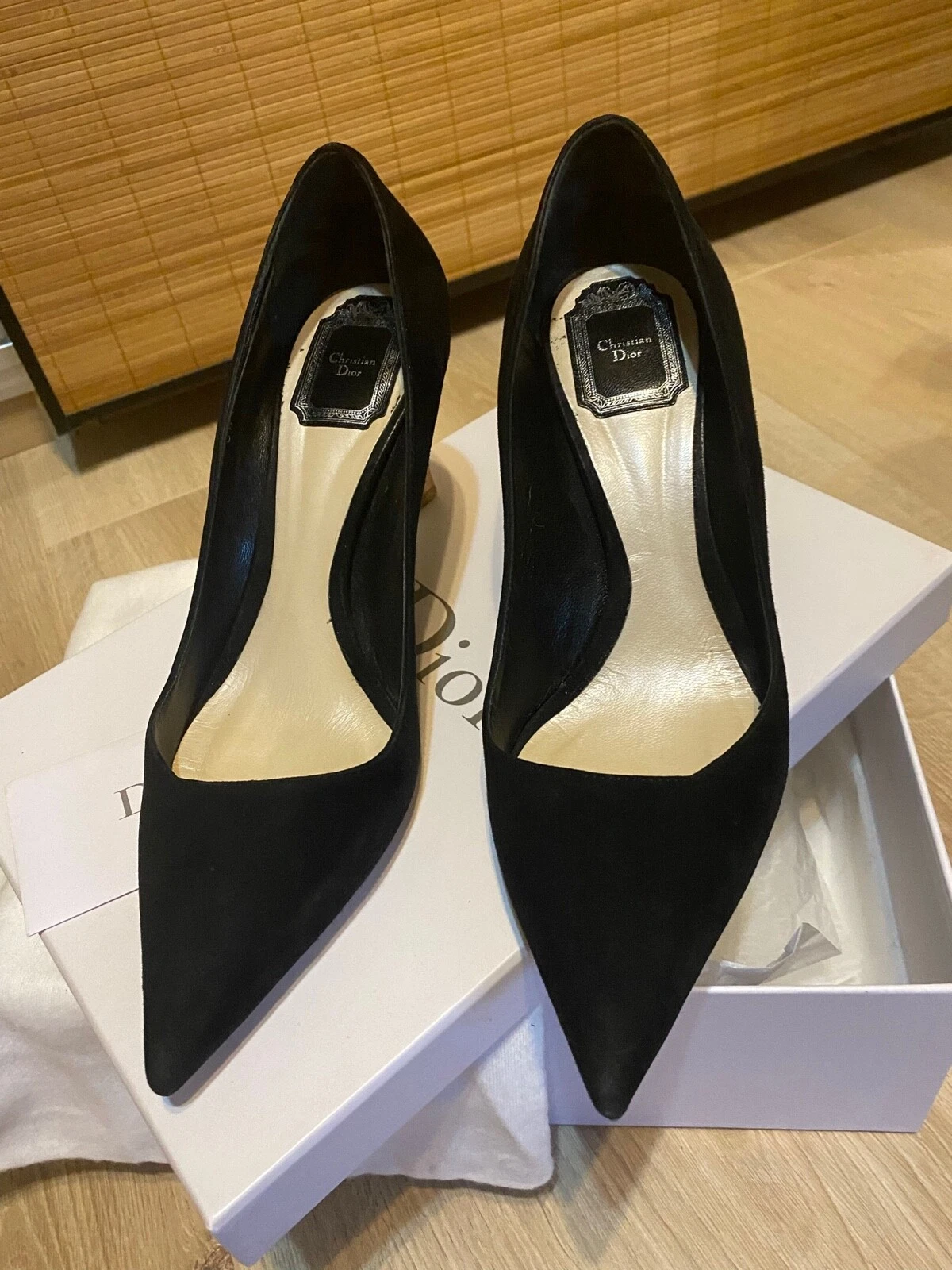 Chaussures de court Dior noir Songe en daim avec talons perspex   Taille EU 39,5