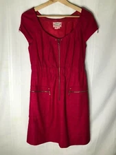 Women's Phoebe Couture Hot Pink Studded Zipper Blouson Dress,Size 8, Length 32in