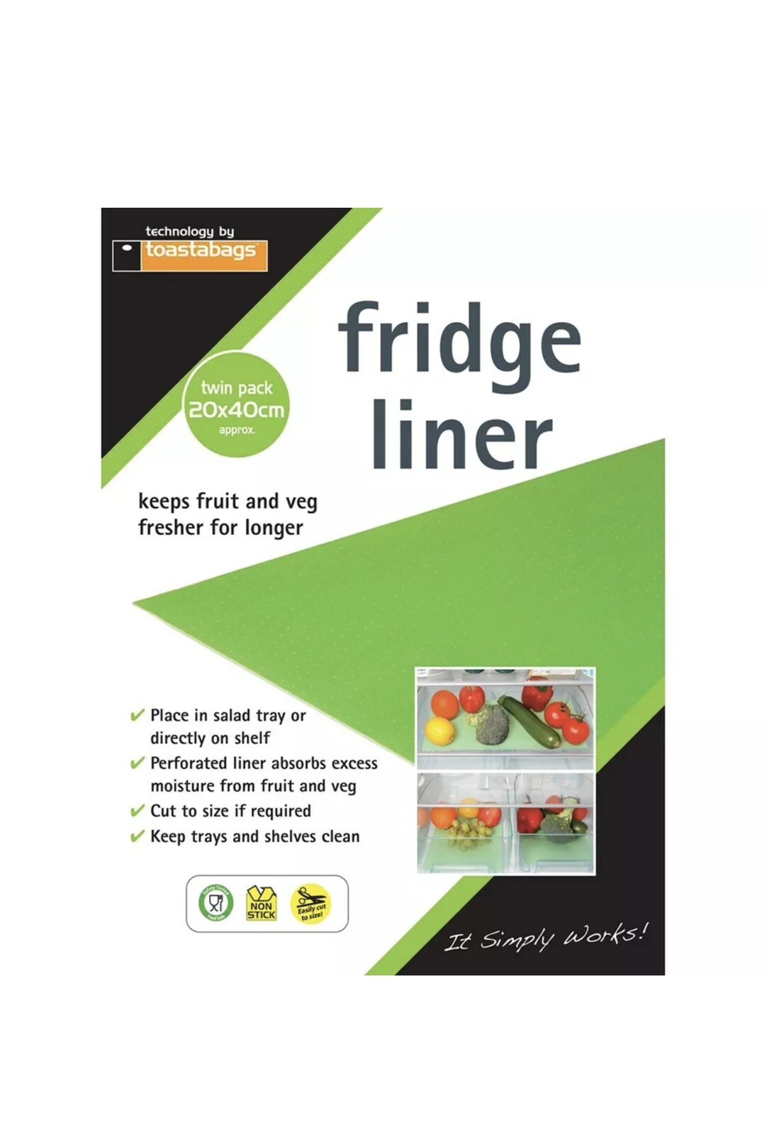 2X Fridge Liner Tray Mat. Salad, fruit & vegetable stay fresher for longer