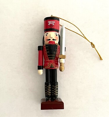 NBA Chicago Bulls Nutcracker with Sword Christmas Tree Ornament 4''