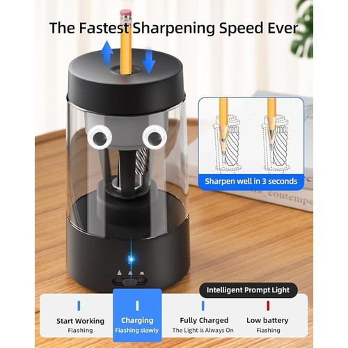 Automatic Electric Pencil Sharpener Rechargeable Hands-Free Home Office School - Picture 7 of 7