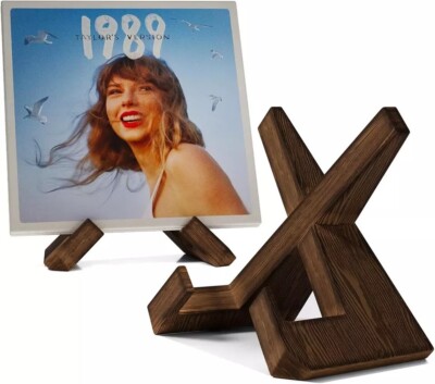 Now Playing Vinyl Record Stand, Premium Vinyl Record Storage Holder, Wooden 