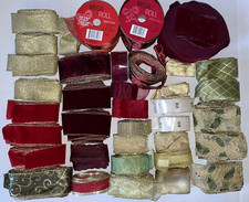 Large Christmas Holiday Ribbon Lot of 40 Pieces Mixed Colors Sizes and Lengths