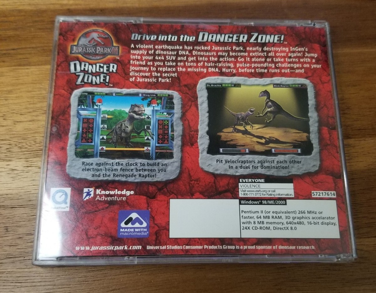 Jurassic Park III : Dino Defender Sur PC/Mac – En Boîte, Sans Notice Mais Fonctionnel
