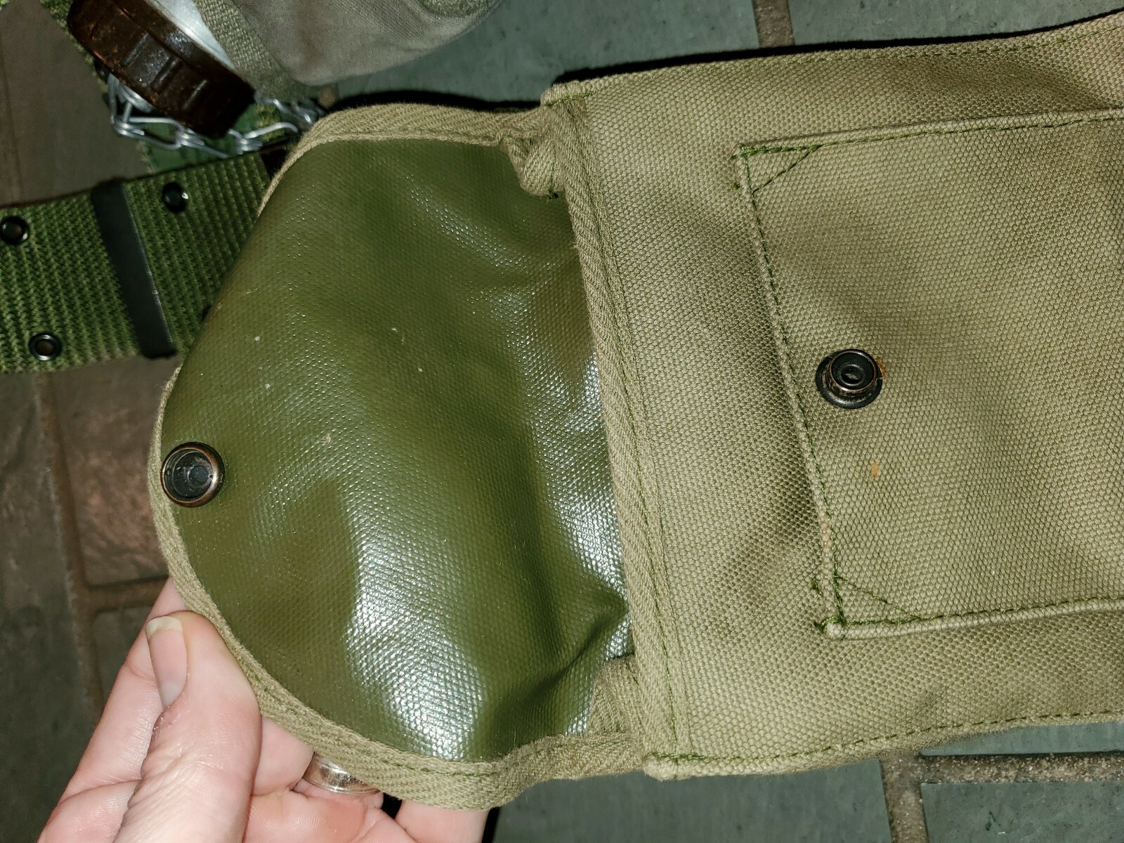 Vtg lot Military Vietnam CANTEEN COVER Aluminum Canteen pouch + web