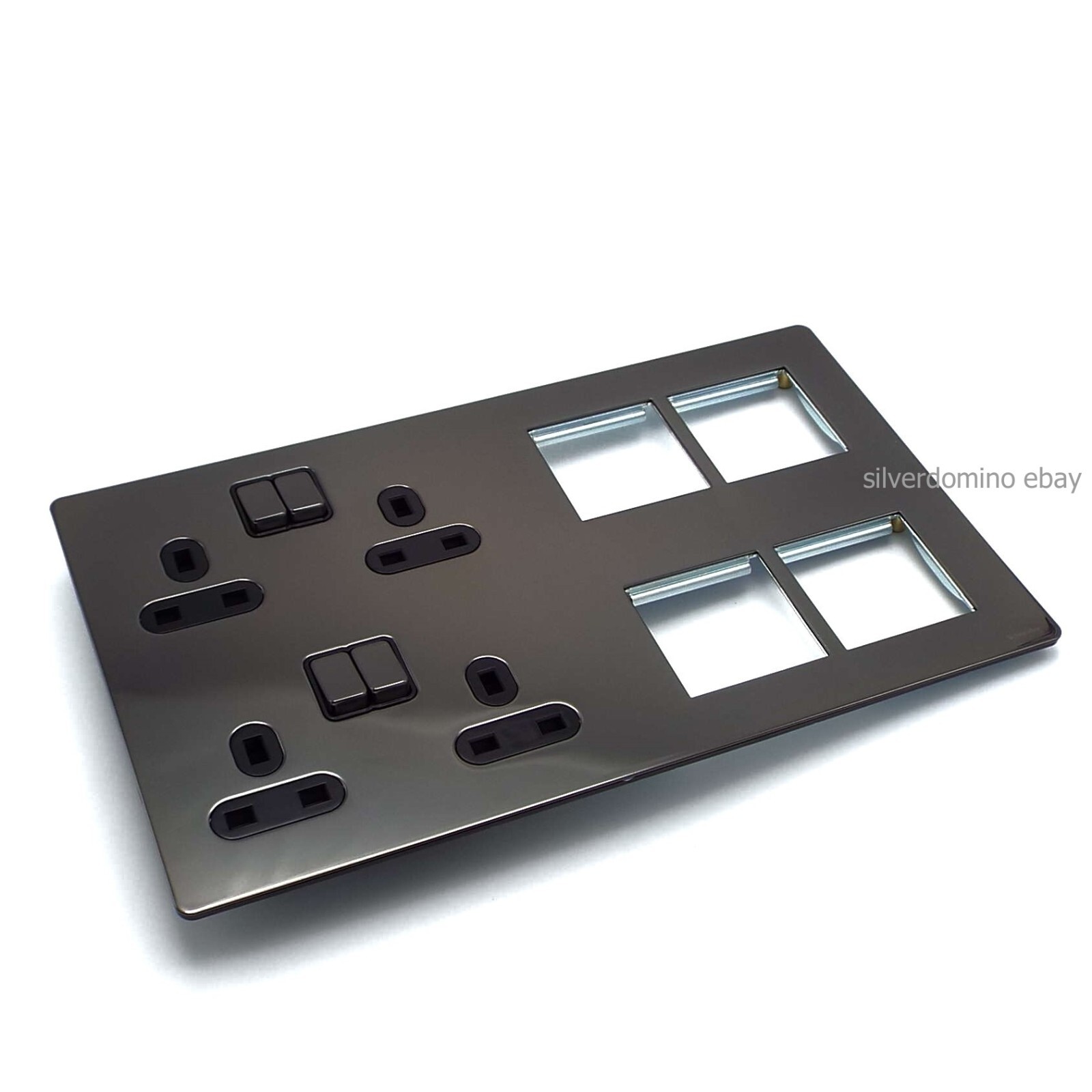 Schneider Ultimate Screwless Media Plate Black Nickel • GU34204DMPBBN