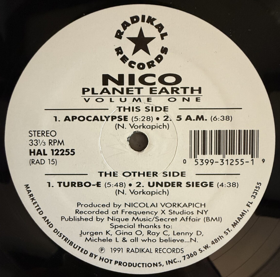 Nico Planet Earth Volume One - Apocalypse b/w Turbo-E, Under Siege (Techno)