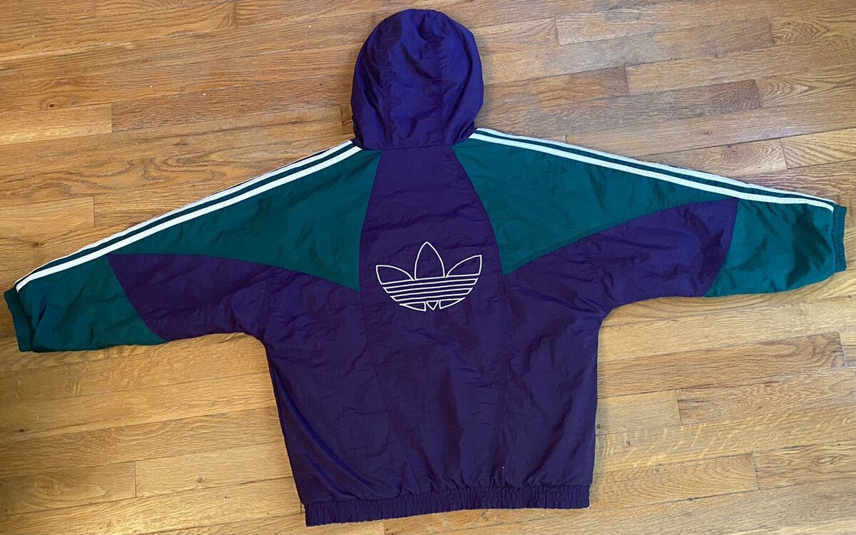 VINTAGE 90s Adidas Trefoil Winter Hooded Coat Jacket Youth L VINTAGE 90s Adidas Trefoil Winter Hooded Coat Jacket Youth L