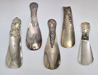 5 Assorted Antique American Sterling Silver Solid Shoe Horns 178g