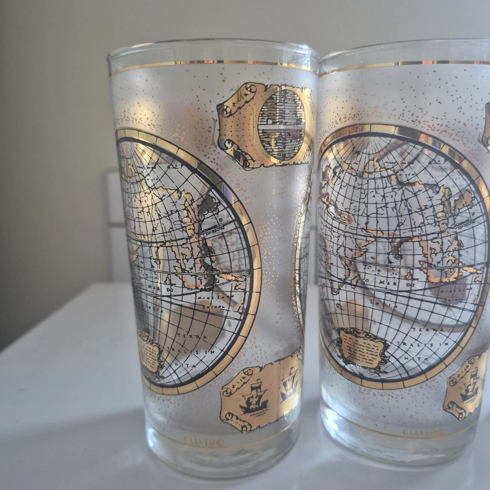 4 стакана для питья хайбола TERRARVM ORBIS GEOGRAPHICA прозрачные матовое золото - Изображение 2 из 4