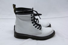 Dr. Martens Boots Kid s Youth Size 3 White Leather Lace Up Side Zip Ankle 1460 J