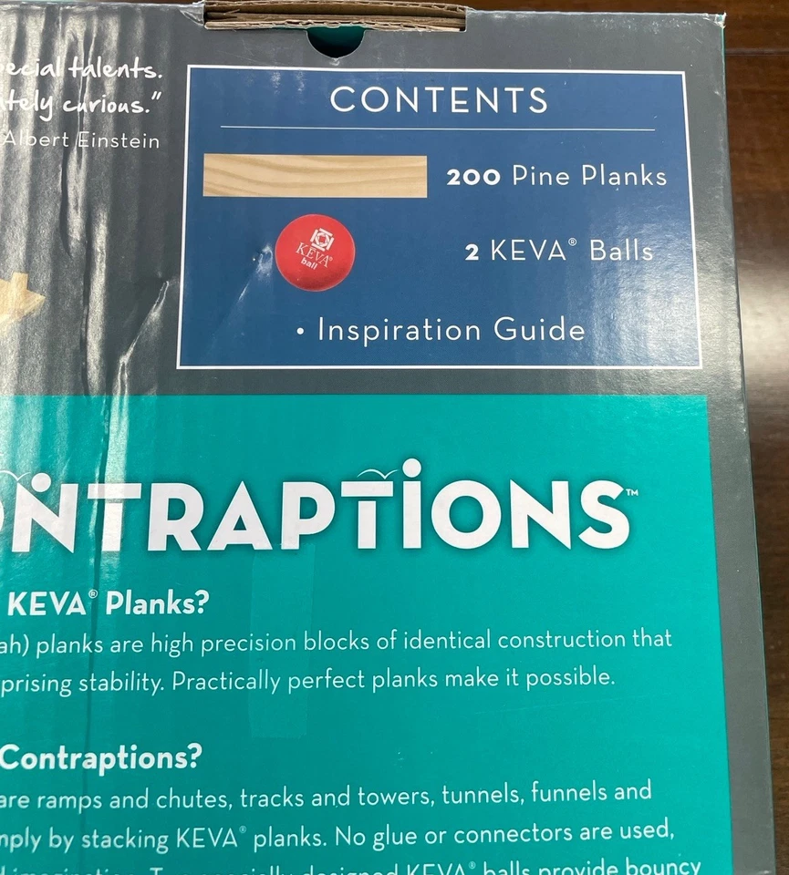 Keva Contraptions  268 Pine Planks 1 Red Ball Stacking Wooden Blocks Mindware - Image 2 of 4