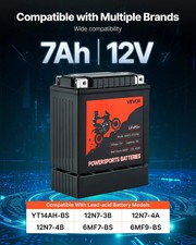 Motorcycle Battery, 12 Volt 7Ah, LiFePO4 Lithium Pre-Charged Powersports Battery