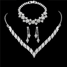 Silver Rhinestone Tassel Earrings & Necklace Set | Elegant Wedding Jewelry Gift