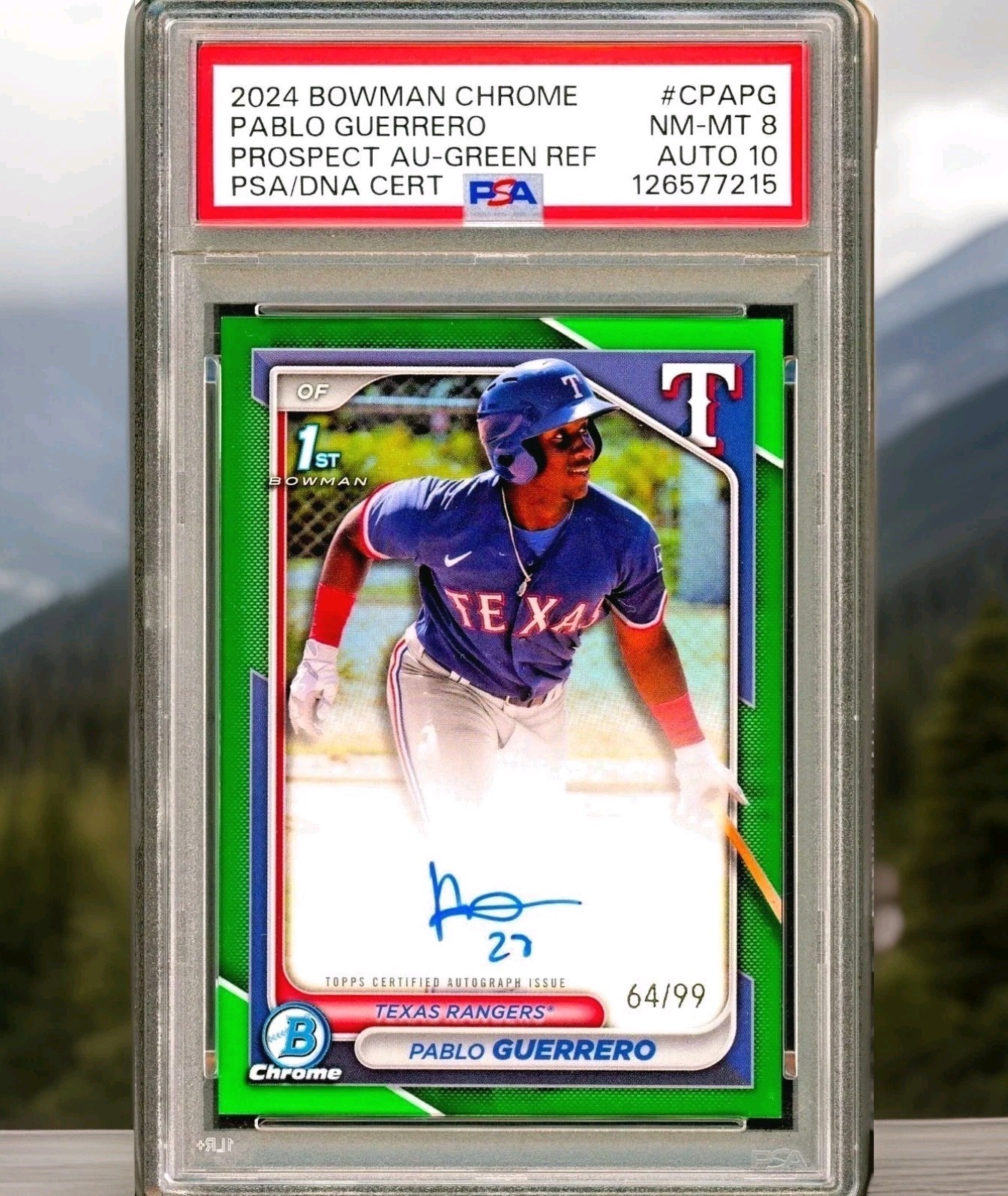 2024 Bowman Chrome - Pablo Guerrero (RC) 1st Bowman Green REF /99 #CPA-PG PSA 8
