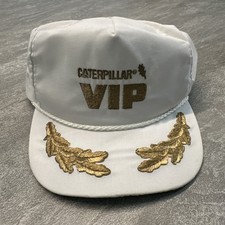 Vintage Caterpillar VIP White Baseball Cap Hat Adjustable Strap Back USA