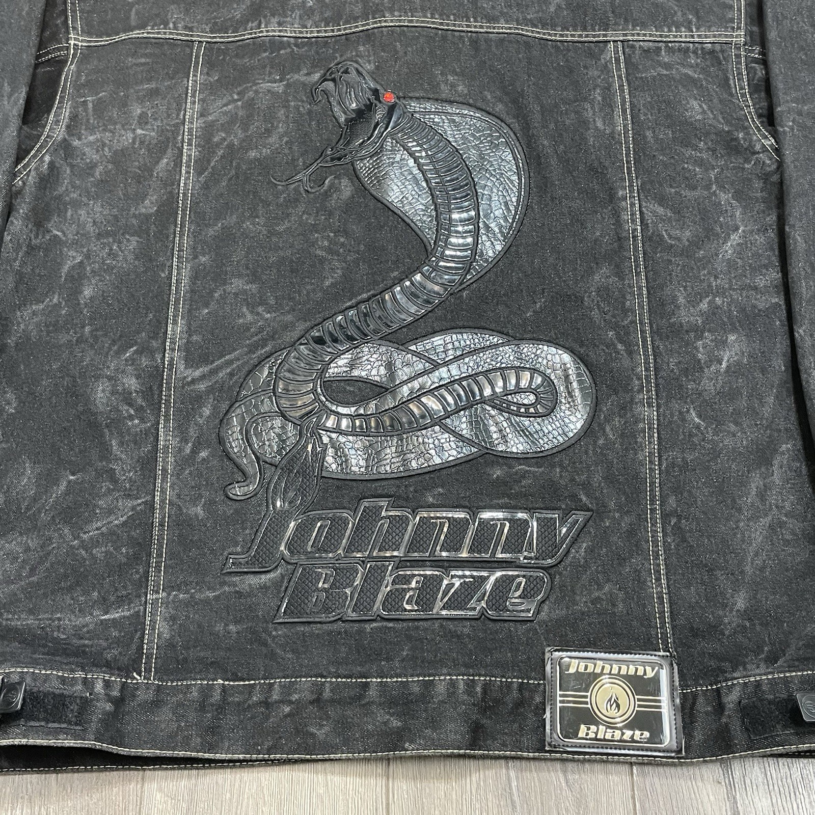 Vintage Johnny Blaze Embroidered Denim Cobra Jacket S… - Gem