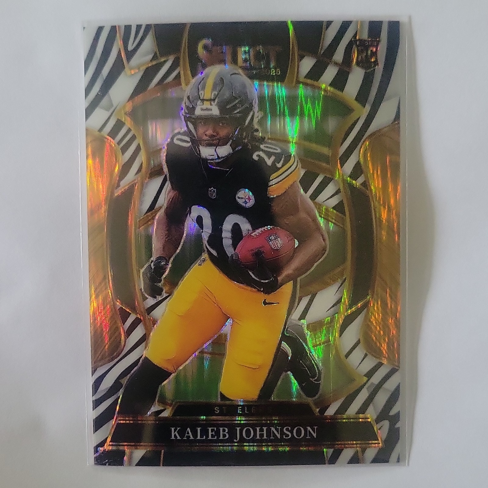 Panini Select 2025 zebra Prizm Kaleb Johnson Pittsburgh Steelers #52 CASE HIT