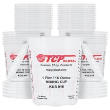 16-Ounce (1 Pint) Paint & Epoxy Mixing Cup Calibrated Ratios - Pack of 36 Cups