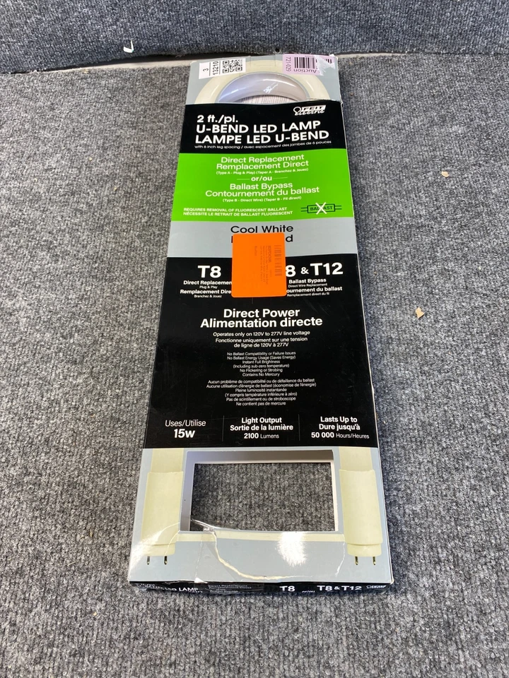 Feit Electric LED 15W T8/T12 U-Bend Ballast Bypass Bulb, 4000K, - Image 3 of 3