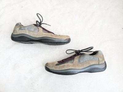 Prada America's Cup Sneakers Men US 11 UK 10 Brown Burgundy Suede Low Top