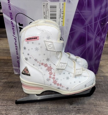 Jackson Softec figure skates for girls Size 1 Snowflake Pink White With Box