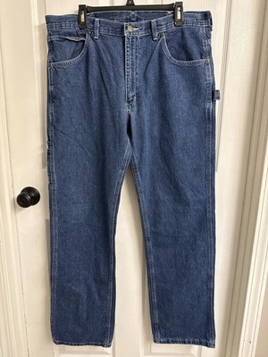 Key Men's 36x33 Jeans Carpenter Blue Denim Pockets Relaxed Straight Workwear