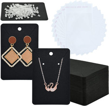120 Set Earring Holder Cards Necklace Display Cards with 120 Pcs Self Sealing Ba