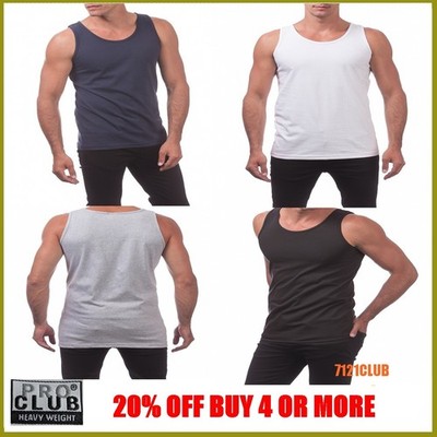 PRO CLUB MEN'S TANK TOP HEAVYWEIGHT SLEEVELESS T SHIRTS PROCLUB MUSCLE TEE M-5XL