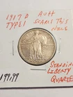1917 D AU+++ TYPE 1 SCARCE THIS NICE STANDING LIBERTY QUARTER RARE