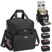 Hair Tools Travel Bag Hairstylist Traveling Bag, Cosmetic Case with 4 Clear P...