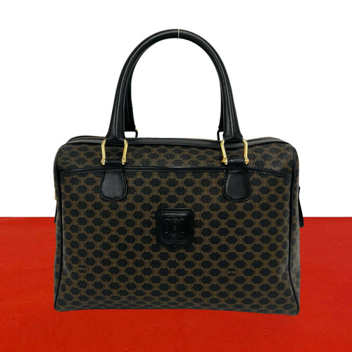 Celine Macadam Blazon Handbag Leather / PVC Black / Brown Unisex #TVB3125