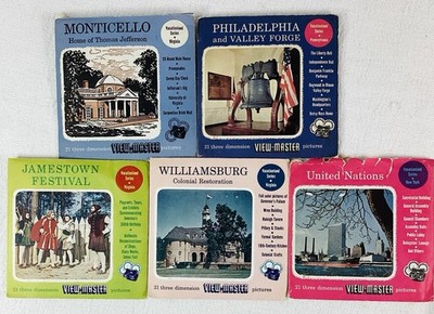 5 Sets of Vintage View-Master Slide Packets of USA Landmarks, All Different