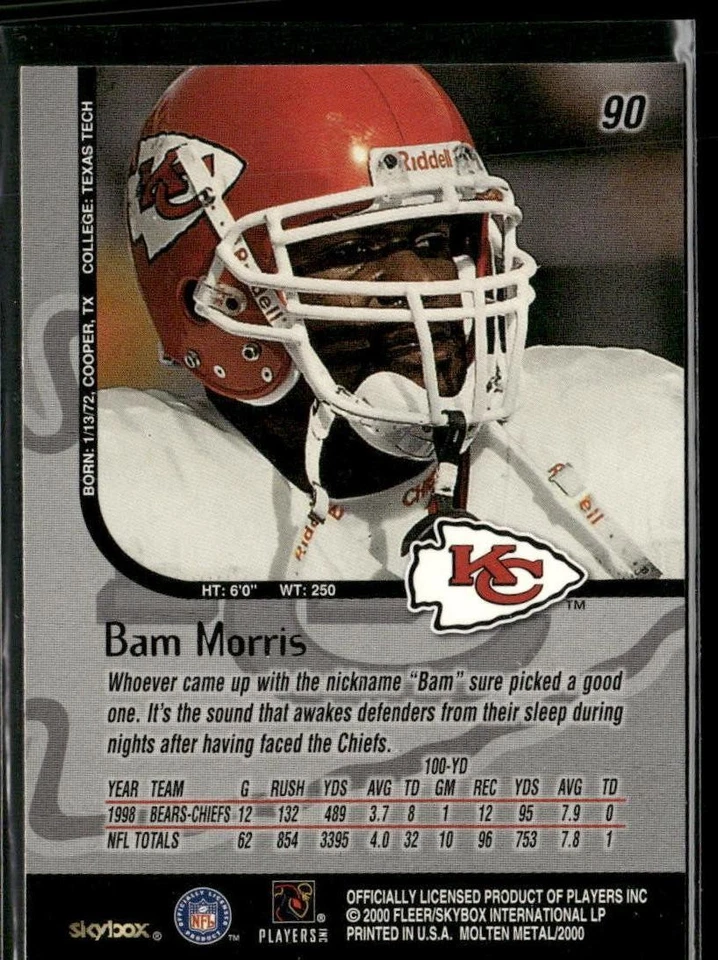 1999 SkyBox Molten Metal #90 Bam Morris - Image 2 of 2