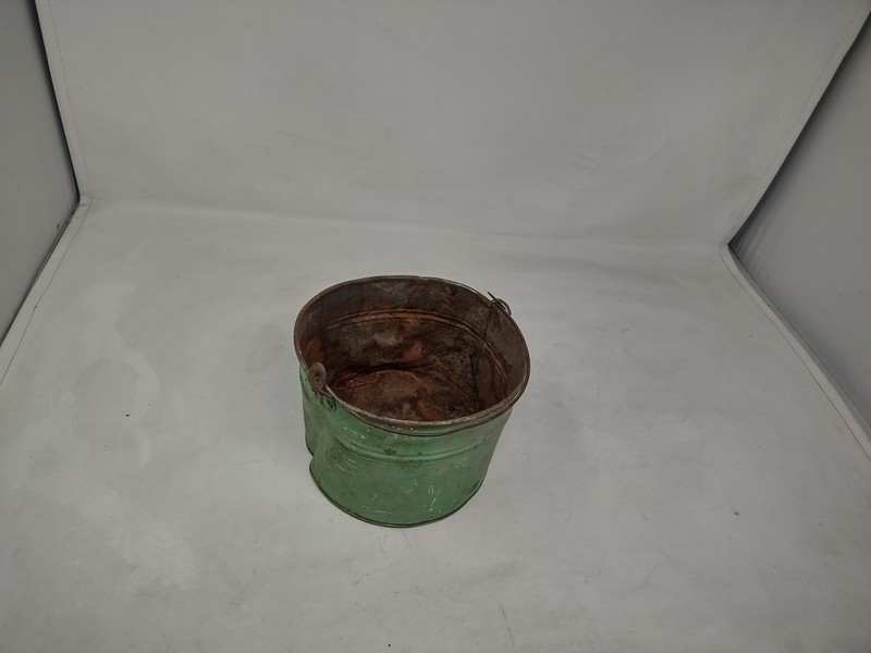 Vintage Galvanized Green Metal Pail Bucket Rustic Farmhouse Decor Planter Patina