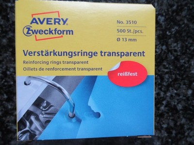500 Avery Zweckform Verstärkungsringe Lochverstärker in Transparent Neu + OVP