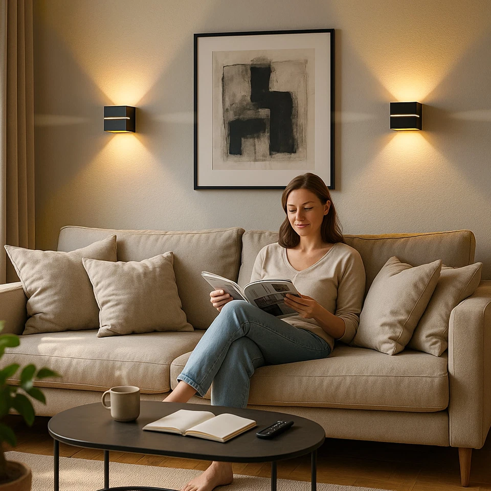 2 Stück KOURA Wandleuchte Innen schwarz gold Up & Down Wandlicht Fassung für G9 - Bild 2 von 4