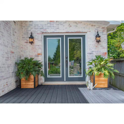 Mezza 22 In. Brown Cedar Wood Cube Outdoor Planter (2-Pack)