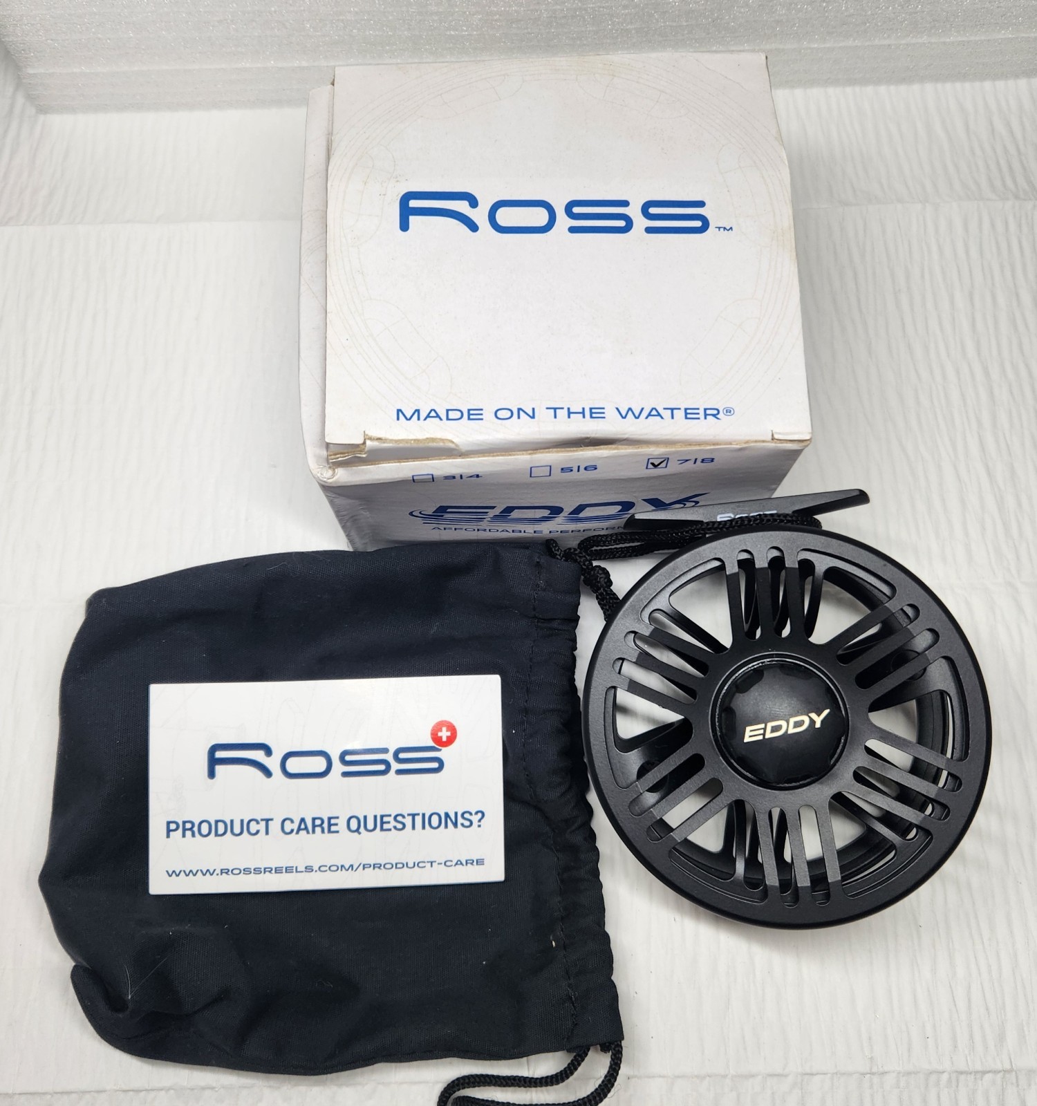 Ross EDDY 7/8 Fly Reel. Discontinued Model NIP w/ Pouch & Bo