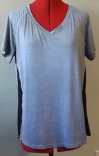 Women's GAME TIME Sz 1X Fitness Performance V Neck Short Sleeve Side Stripe Top 