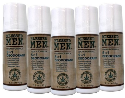 Blessed Men 5 in 1 Deodorant, Odor Protection, Sweat Control,  3.2 Ounce 5 Pack