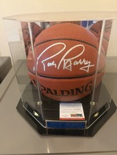 Autographed Rick Barry NBA basketball,Golden State Warriors w/deluxe display PSA
