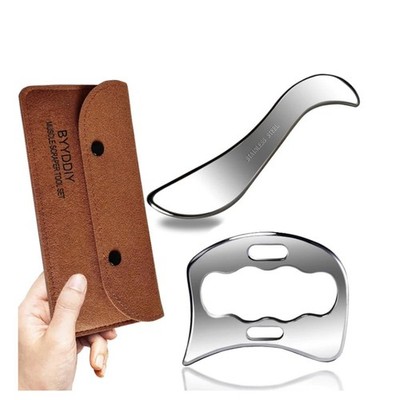 2 in 1 Stainless Steel Muscle Scraper Tools Set Gua Sha Massage Scraper Scraping