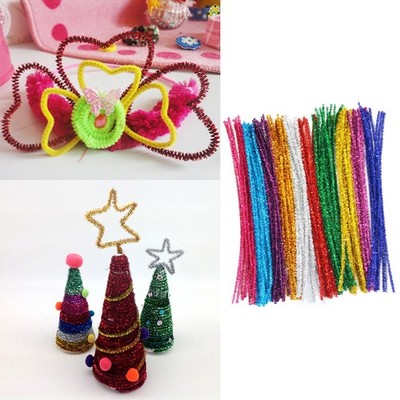 200 Stück mehrfarbige Glitzer, kreative Kunst-Stiel, biegbare Stäbe, flexibles