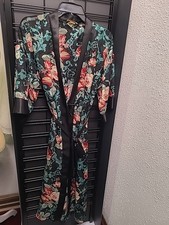Vintage Inner Most Lingerie Robe Womens Small Shiny Satin Kimono Floral Sheer
