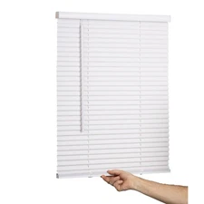 Cordless Mini Blind, 1" Vinyl Slats, 28" Wide x 48" Long - White, Window Blin...