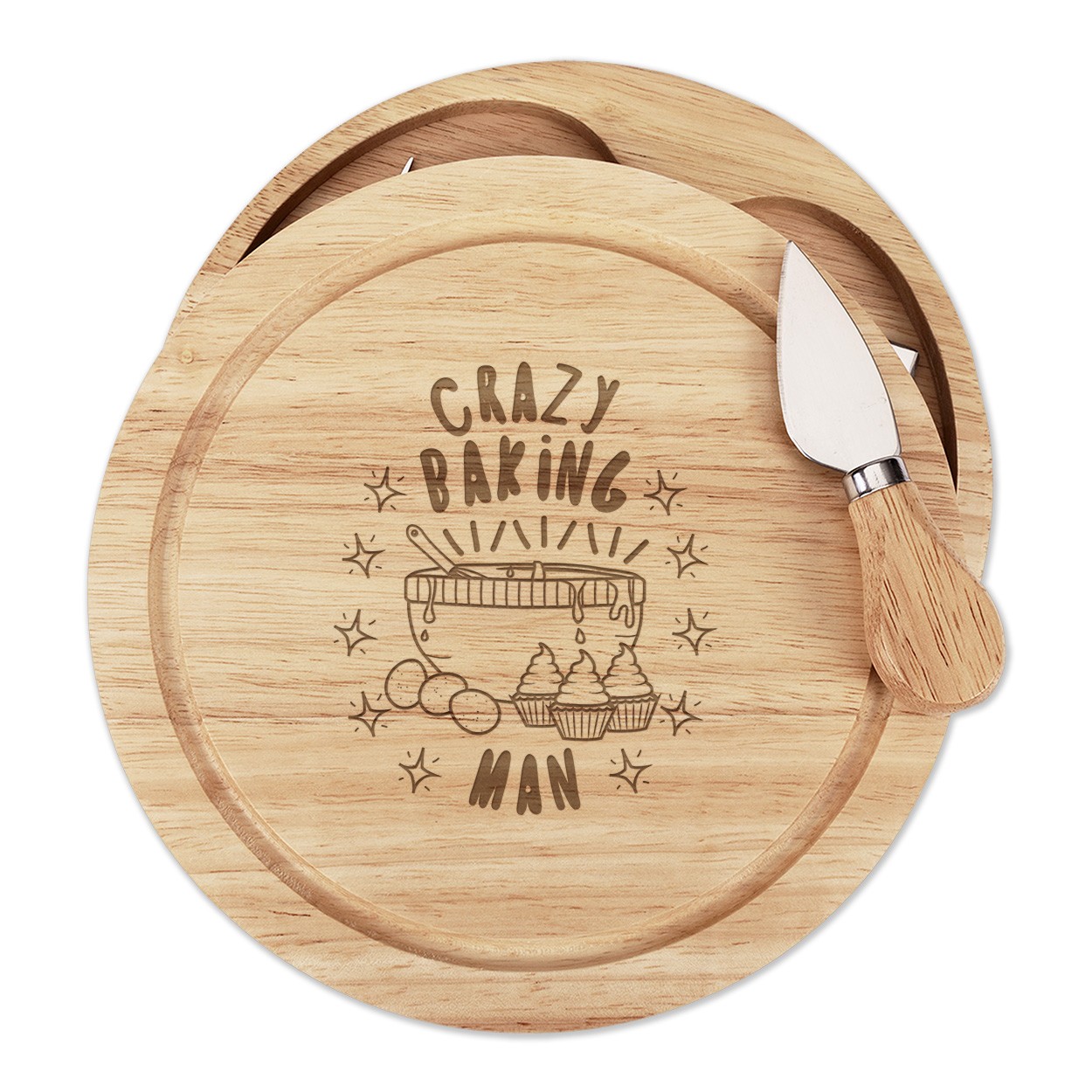 Crazy Baking Man Stars Cheese Board Knife Set Funny Baker Cake