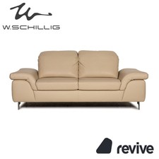 Willi Schillig Leder Zweisitzer Creme Sofa Couch