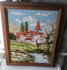 Quadro - quadro punto croce - senza marchio - multicolore - cornice in legno - 46 cm x 35 circa