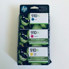 Genuine HP 910XL Ink 3 Pk High Yield Cyan Magenta Yellow Color OEM 12/2027-2028